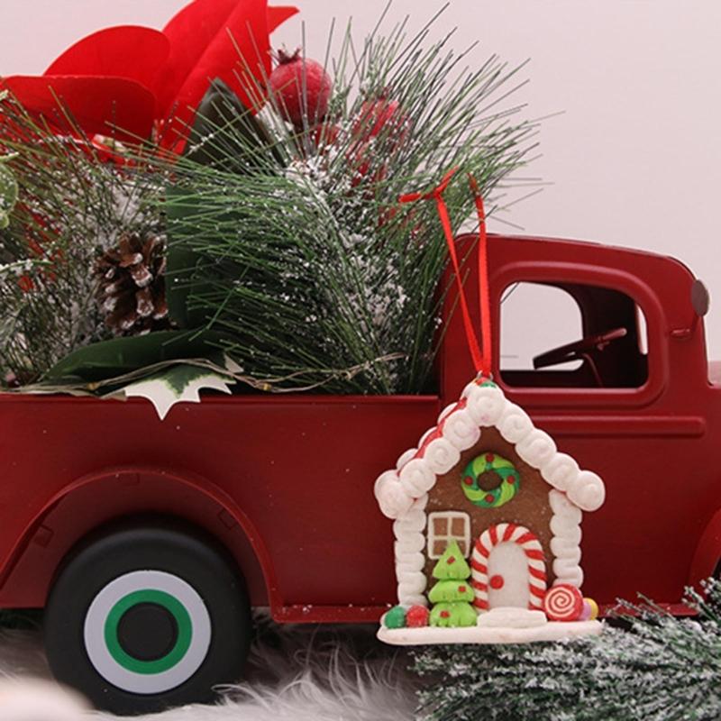 Adorable Christmas House Ornament Handmade Clay Realistic Christmas Hanging Pendants for Home Ornaments Holiday Decors