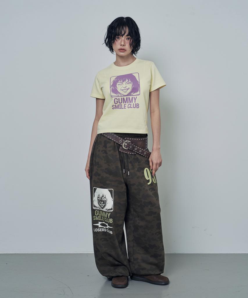 Lujeoseukeulleob Gummy Smile Club Wide Sweatpants Camo