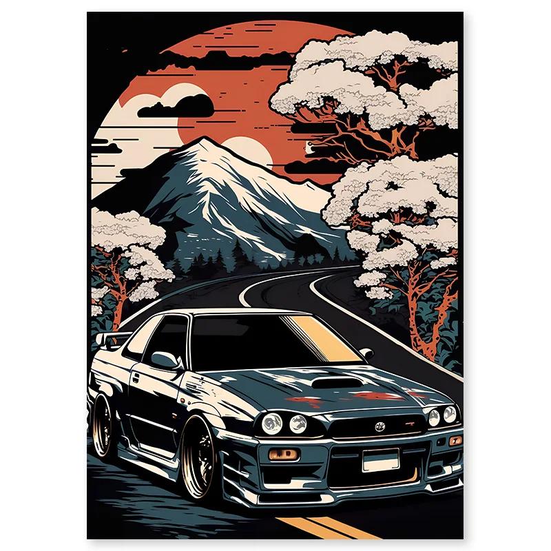 

Ретро Японская Гора Фудзи Закат Машина Холст Картина Пейзаж Настенное Искусство Плакаты Гостиная Интерьер Печать Картины Украшения 21X30cm No Framed