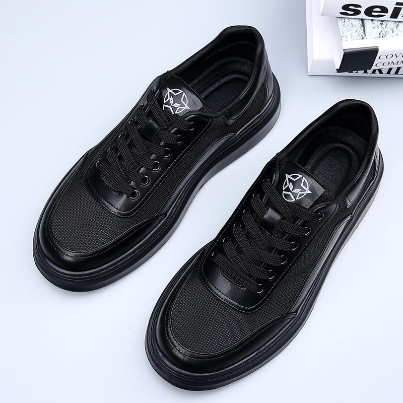 High-end men's shoes breathable thick-soled mesh sports casual shoes men's board shoes new leather white shoes