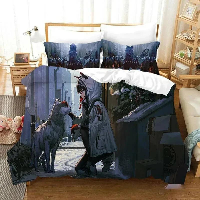 Anime Game Arknights Bedding Set Boys Girls Twin Queen Size Duvet Cover Pillowcase Bed Boys Adult Fashion Home Textileextile