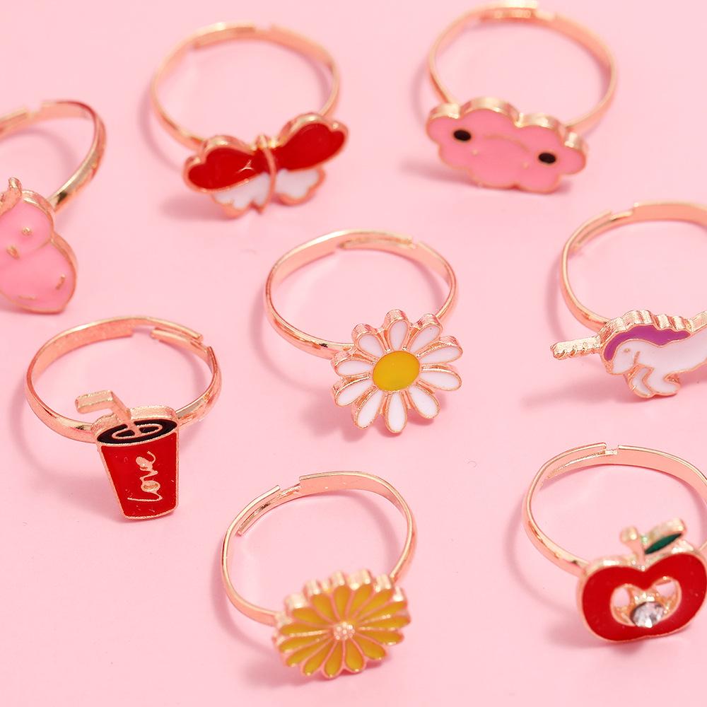 Bagues en alliage de 36 pièces pour enfants, style mixte, motif princesse de dessin animé – Ensemble de bijoux mignons et colorés
