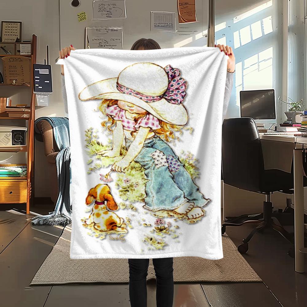 1PC Sarah Kay Print Flannel Blanket, High Quality Comfortable for All Seasons, Home Decor, Warmth and Comfort, Perfect for Christmas Gifts143