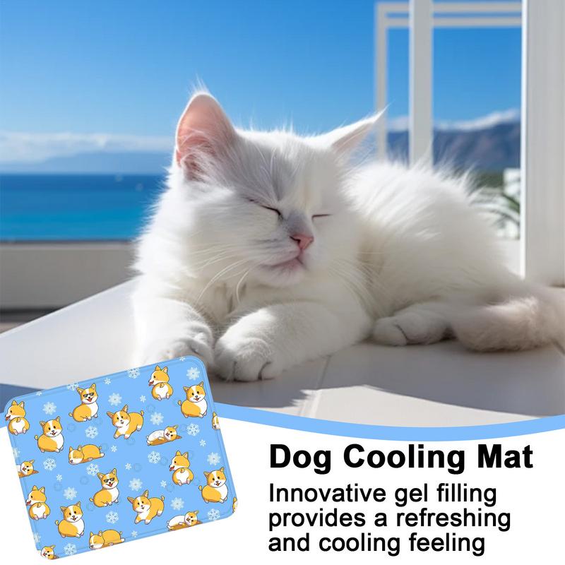 Pet Cooling Mat Comfortable Dog Sleeping Pad Self-Cooling Cute Animal Pattern Outdoor Pet Supplies Rectangular Cat Bed Cooling
