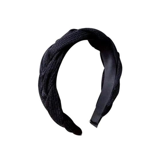 

Hair Hoop Thickened Sponge Filling Twist Braided Headband Soft Corduroy Knitted Fabric Washing Face Headband Hair Accessory чёрный
