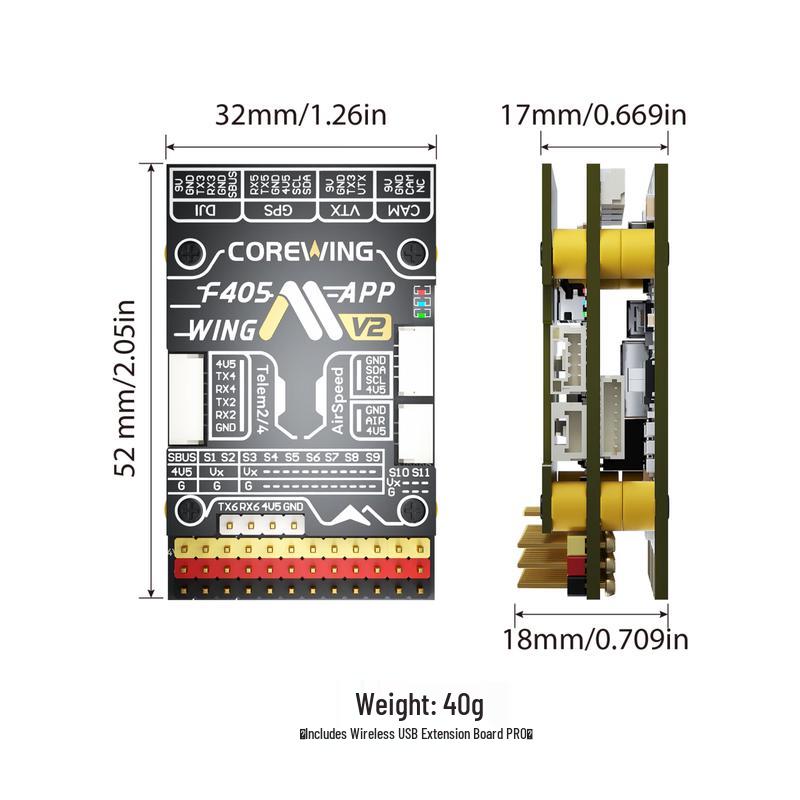 HANGLR F405WING V2 Řídicí jednotka letu pro pevná křídla (CN verze)