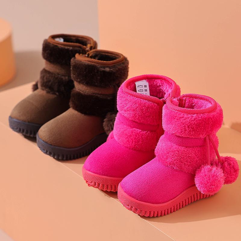 Children's Snow Boots Boys Cotton Shoes Soft Bottom Non-slip Warm Snow Boots Plush Thick Winter Warm Middle and Large Children Girls Cotton Boots21-35