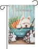 Welcome Spring Summer Westie Dog Garden Ag 12x18 Inch Double Sided Small Burlap, Dog Rabbit Carrot Yard Ag for Outdoor S GGO
