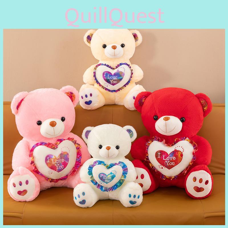 Plush Bear Gift For Valentines Day With Lighted Heart For Girls And Kids