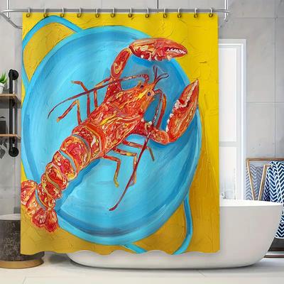 Moderne Boheemse Stijl Douchegordijn met Felgekleurd Kreeftontwerp Perfect voor Badkamerdecor