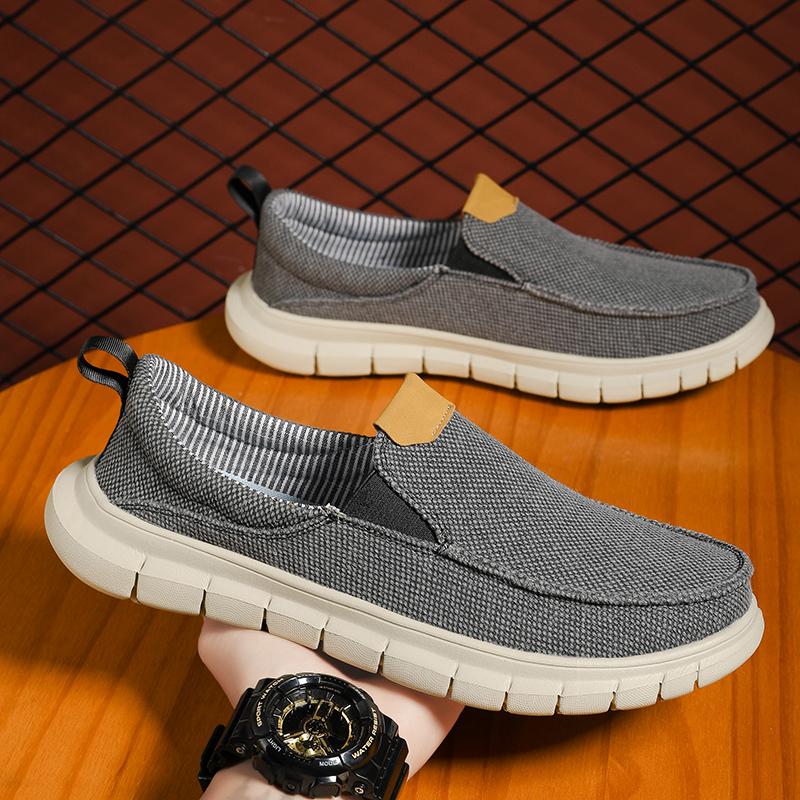 New Versatile Loafers Breathable Men Canvas Shoes Slip On Loafers Men Comfty Casual Men Shoes Lightweight  Outdoor Daily Routine