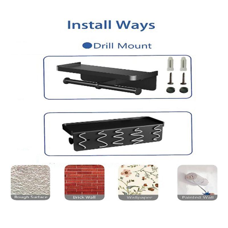 A84E-1 PCS Stainless Steel Tissue Holder Hotel Engineering Toilet Paper Rack Roll Box Black