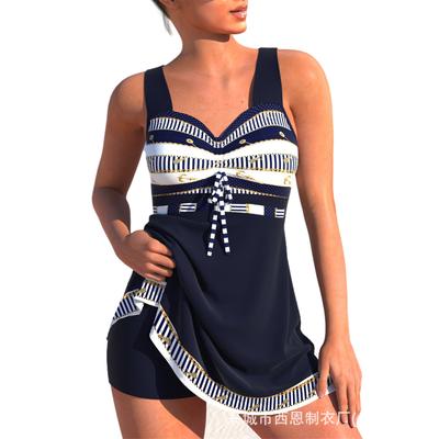 Zweiteilige Bademode für Damen, Tankini-Badeanzüge für Damen, Bikini-Sets mit Retro-Print, Sling-Strandmode, Badeanzug in Übergröße