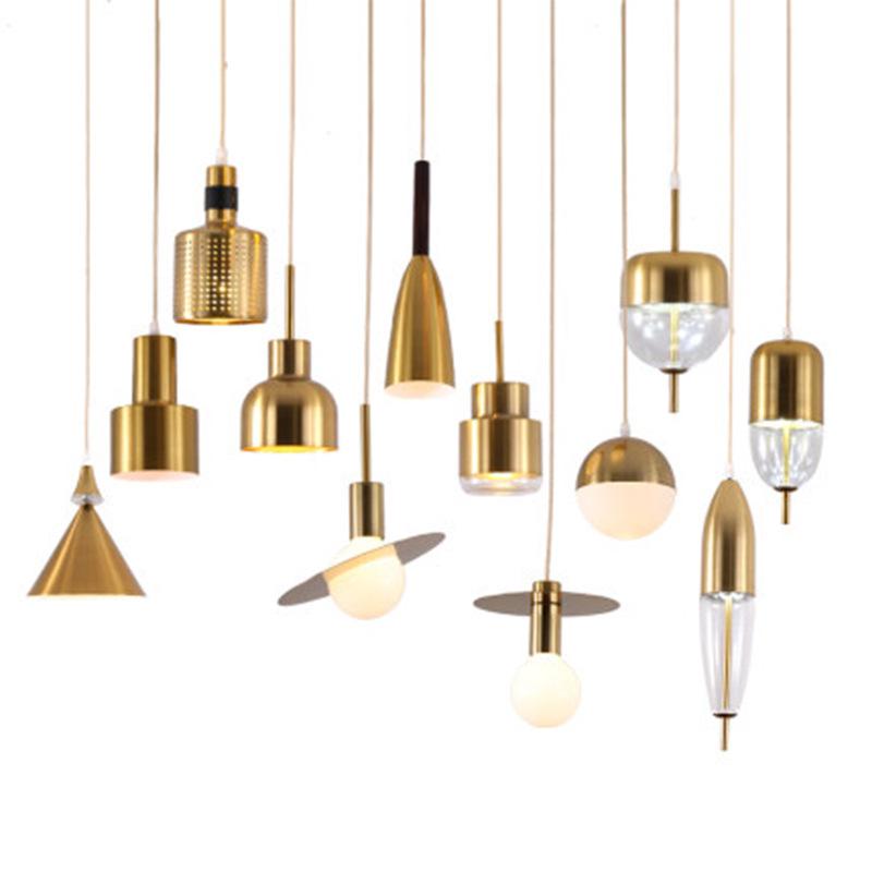 Nordic Gold Single Pendant Light for Bedroom, Bar, Café, or Shop