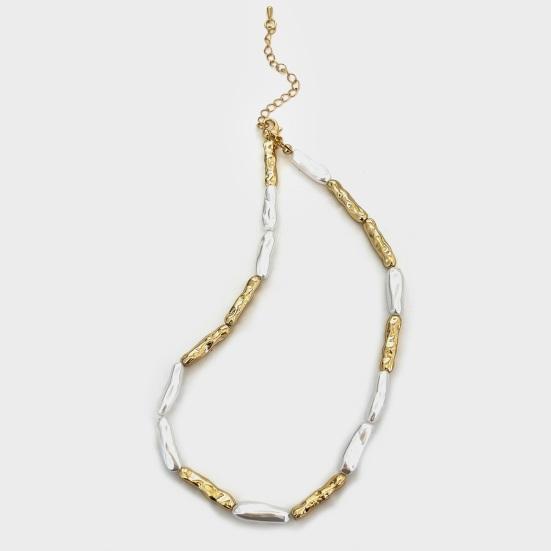 Imitation Baroque Pearl Toothpick Necklace Irregular Metal Choker Unique Elegant Clavicle Chain Minimalist French Retro Jewelry for Women