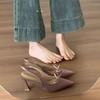 Summer New Pointy Head Shallow Mouth Butterfly Knot Line with Anti-slip Wear-resistant Mid-heel Shoes Bao Toe Sandals