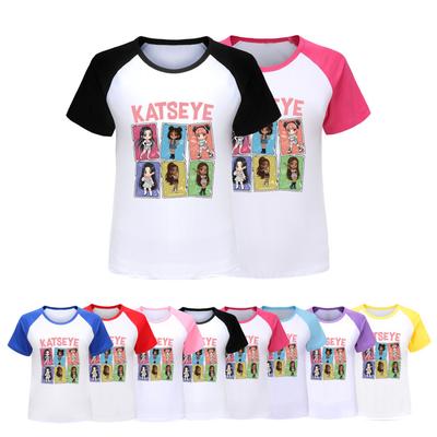 5300 Kids Girls KATSEYE Print Raglan Short Sleeves T-Shirt