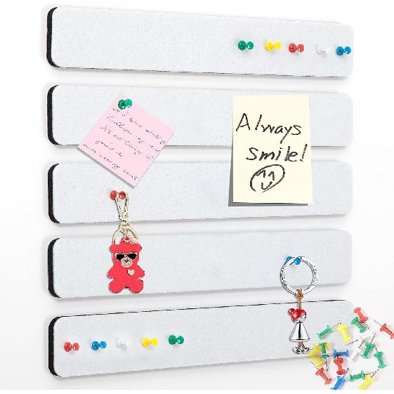 Felt Pin Board Bar Strips Bulletin Board for Bedrooms Offices Home Wall Decoration, Notice Board Self Adhesive Cork Board with 35 Push P for Paste