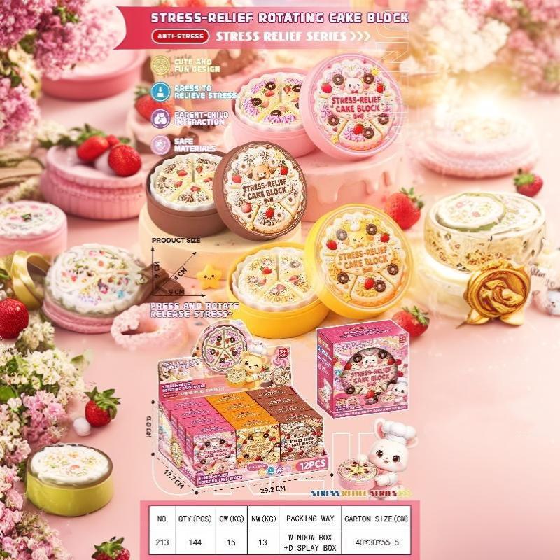 Cake-Themed Stress-Relief Button Toy Rotate Box, Artificial Cake Sensory Push Button Clicker Party Interactive Toys Gift