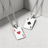Poker Card Pendant Necklace, Stainless Steel Hip Hop Charm, Lucky Playing Card Wholesale Jewelry Gift for Men