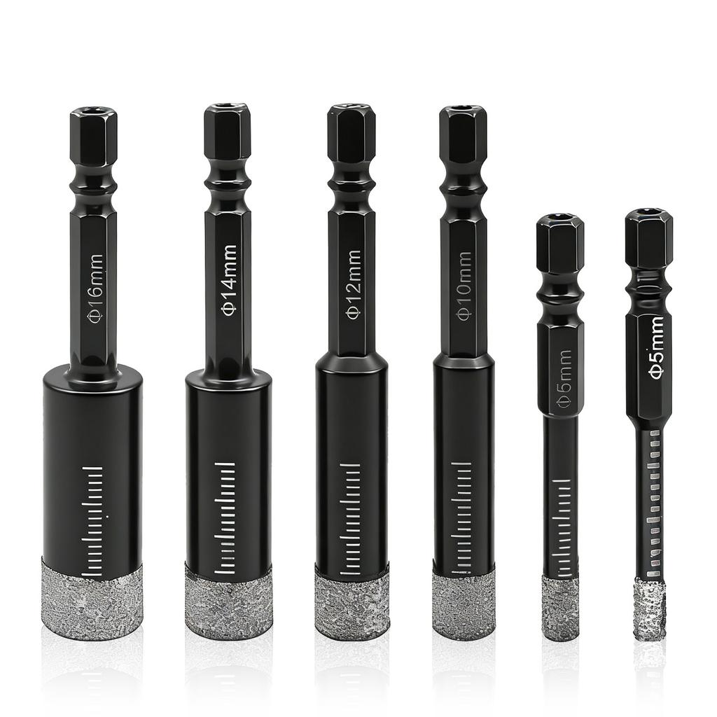 Hexagonal Shank Brazed Dry Diamond Drill Bit 5‑16mm Hole Saw for Granite Porcelain Stone, Professional Sharp Hole Opener Cutter