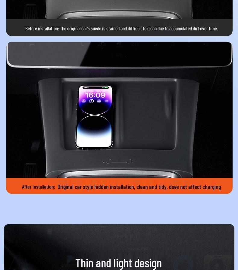 Wireless Charging Silicone Pad for Tesla Model Y Interior