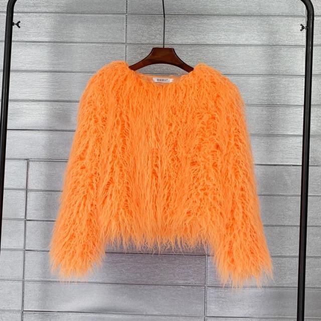 orange shaggy jacket