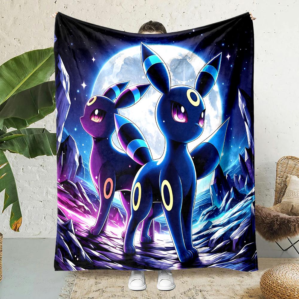 1PC Japanese Games E-Eevee Umbreon Cartoon Blanket Anime Soft Fluffy Plush Blanket Sofa Office Quilt Throw Picnic Beach Towel