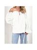 Damen Schulterfrei Bluse Langarm Rüschen Tunika Top Elegant Lässig