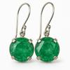 Round Shape Emerald Gemstone Earrings Natural 62 Ct Certified 925Sterling Silver AI-138-NS