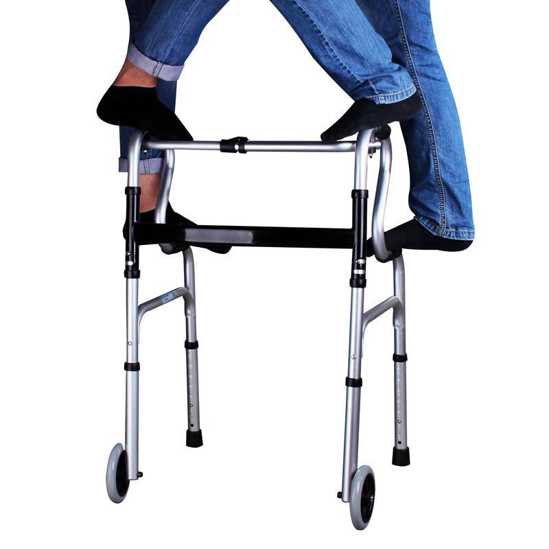 Lightweight Foldable Aluminum Walker with Wheels - Height Adjustable for Elderly