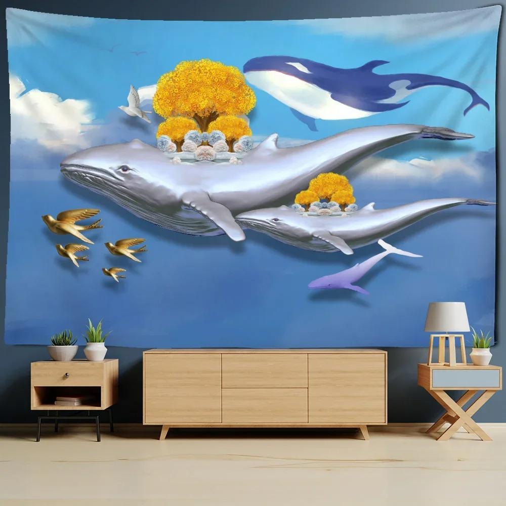 Cartoon Whale Comic Decorative Tapestry Home Wall Living Room Office Decorative Tapestry