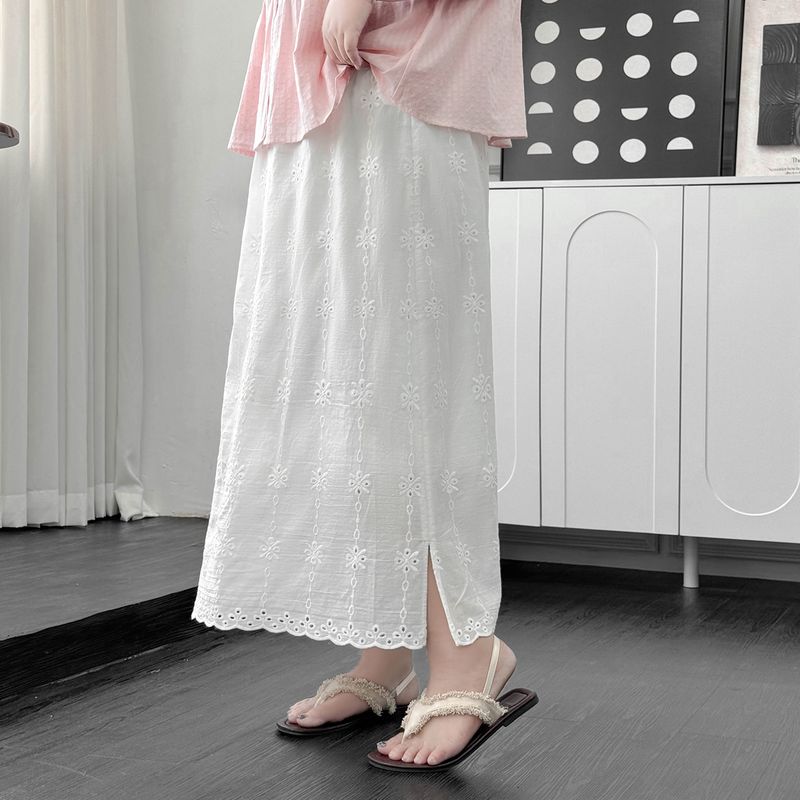 

Plus Size Women s Clothing [Popular Beautiful Shirt This Year] Summer Lace Embroider Cut Out Short Sleeve Shirt Elegant Tops Cheese White-Skirt 4XL