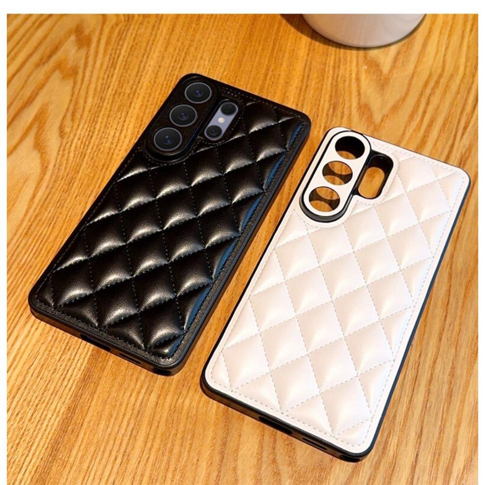 Fashion Small Fragrance Lambskin Leather Phone Case For Samsung Galaxy S26 Ultra S25 S24 Plus Luxury Shockproof Protective Cover
