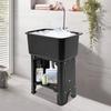 Freestanding Utility Sink with Faucet, Storage Shelf & 360° Adjustable Spout - Black PP Modern Laundry Tub, Single Hole Faucet