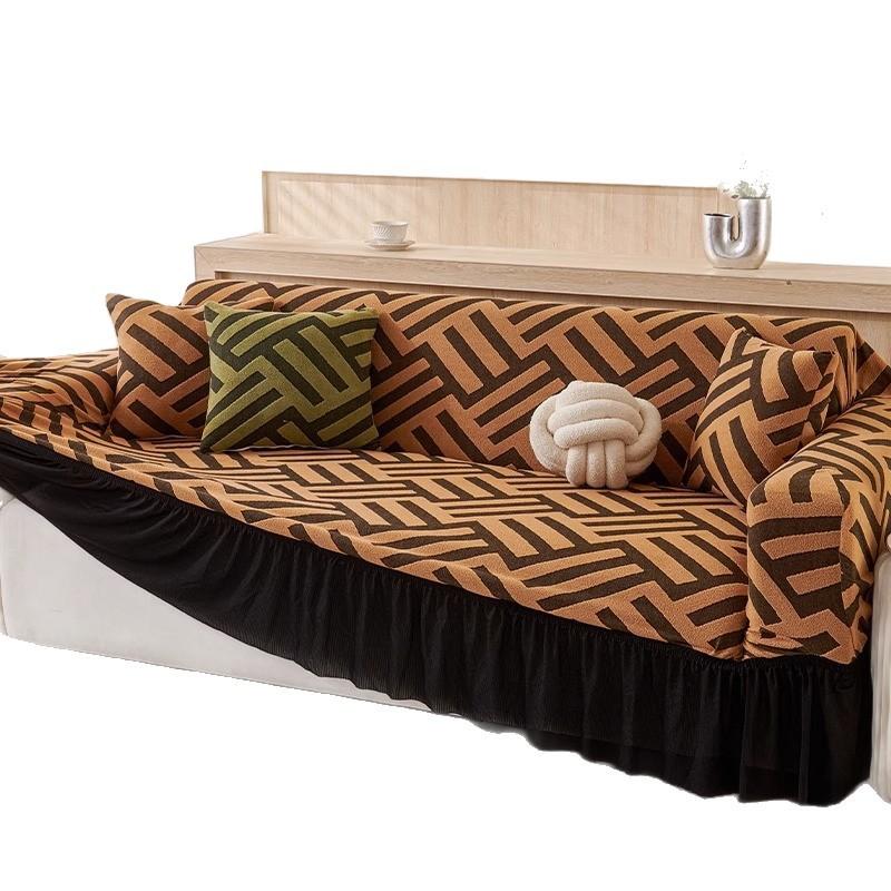 The New Full Package Sofa Cover for The Living Room Fixed Anti Slip Seat Cushions  and The Cover Fabric for Three or Four People In A Row