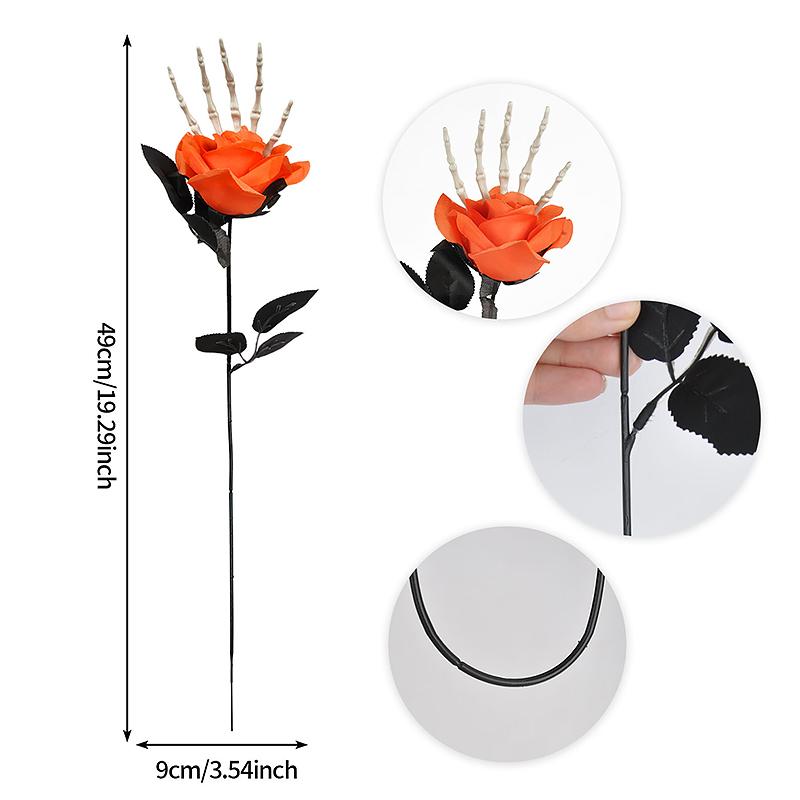 1PC Halloween Decorations Gothic Table Centerpiece Outdoor Decoration Roses with Hand Bones Halloween Multiple Options Available