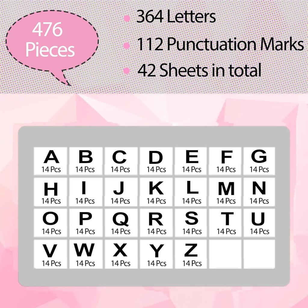 Bemeol 476 Pieces Bulletin Board Letters 4 Inch Large Alphabet Letter Stickers Self Adhesive Stick On Letters for Poster Board School Classroom Home