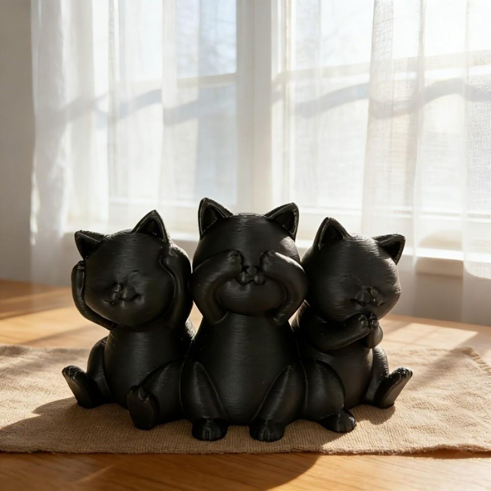 3D Printed Desktop Cat Decorations Creative Cat Ornament Simple Three Cat Statues  Gift