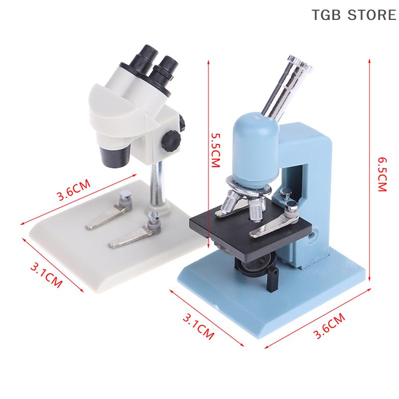 1Pc 1:12 Blue White Microscope Laboratory Equipment Model Dollhouse Miniature Experimental Scene Decor Toy