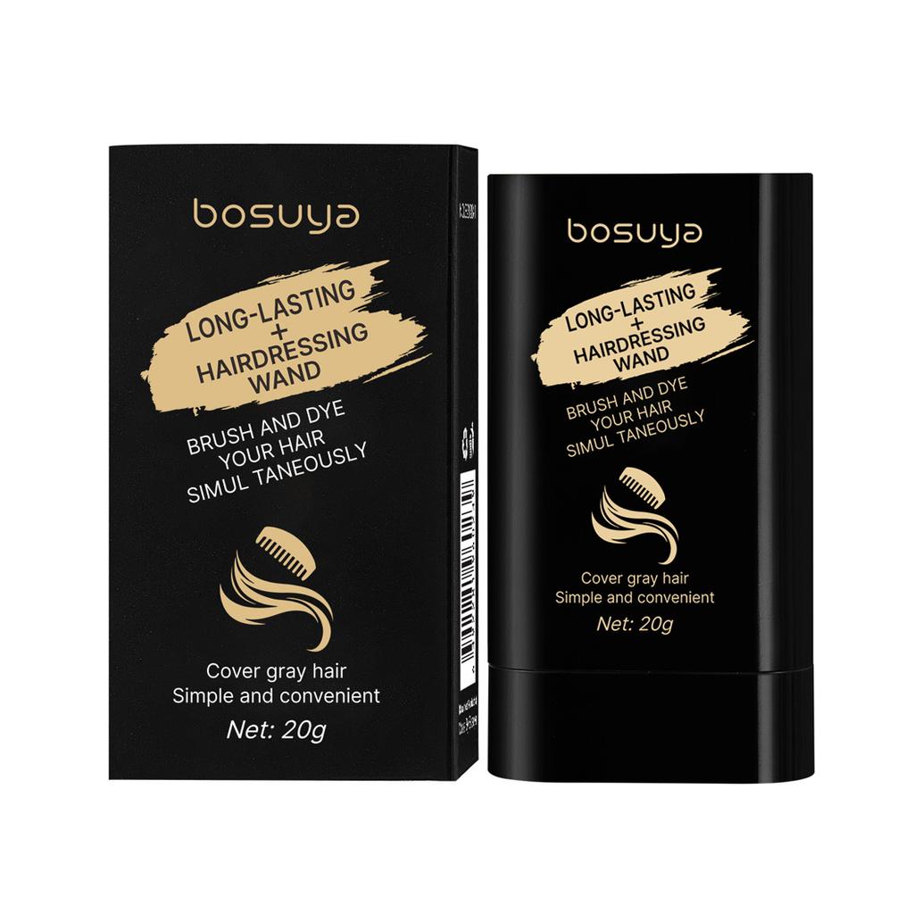 Bosuya Hair Color Stick, One Touch Gray Hair Coverage, Portable Black Hair Dye Cream Stick