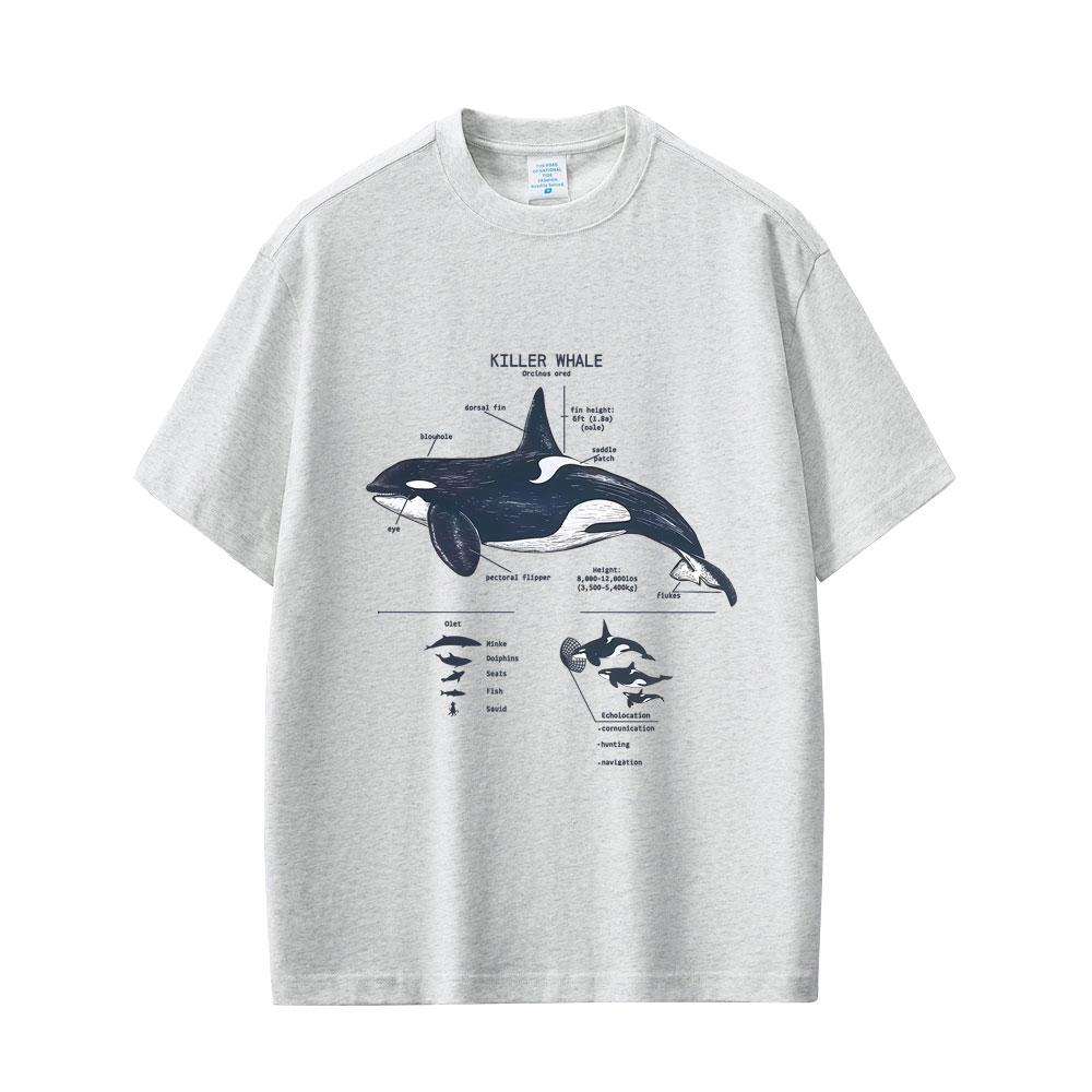 Marine Animals Killer Whale Anatomy Graphic Tshirt Mens Womens Casual Funny T Shirts Tops Unisex Fashion Oversized Streetwear
