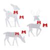 Christmas Light Up Reindeer Decoration Outdoor Lighted Deer Family with Bow 2D Waterproof Metal Reindeer for Yard Patio Lawn Garden Party Decor