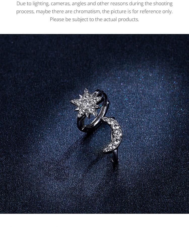 WOSTU Authentic 925 Sterling Silver Moon & Star Earrings Classic Zircon Smart Earrings For Women