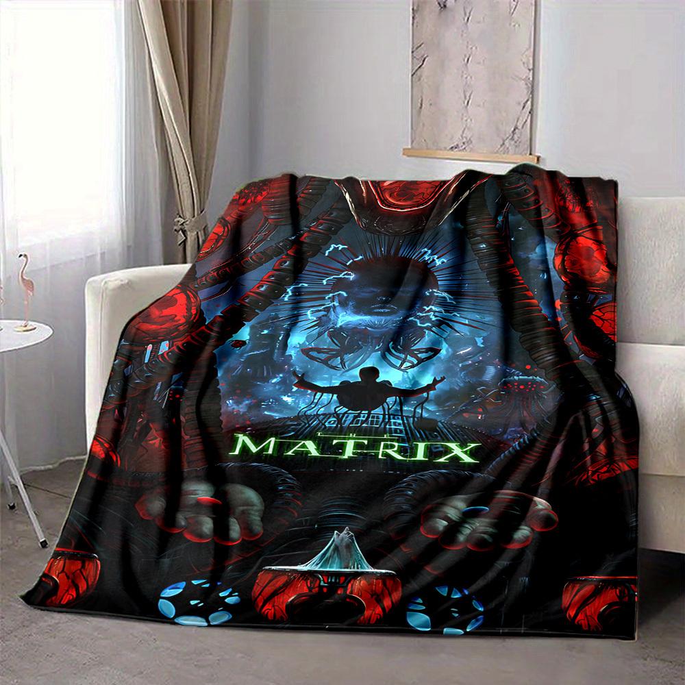 1pc The Matrix Flannel Throw Blanket - HD Printed Lightweight Soft Warm All-Season Blanket for Sofa, Bed, Travel, Camping 047