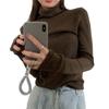 Piled Collar Solid Color All-match Knitted Sweater Women's Autumn and Winter Western-style Slim-fit Coat Inner Knitted Base Shirt