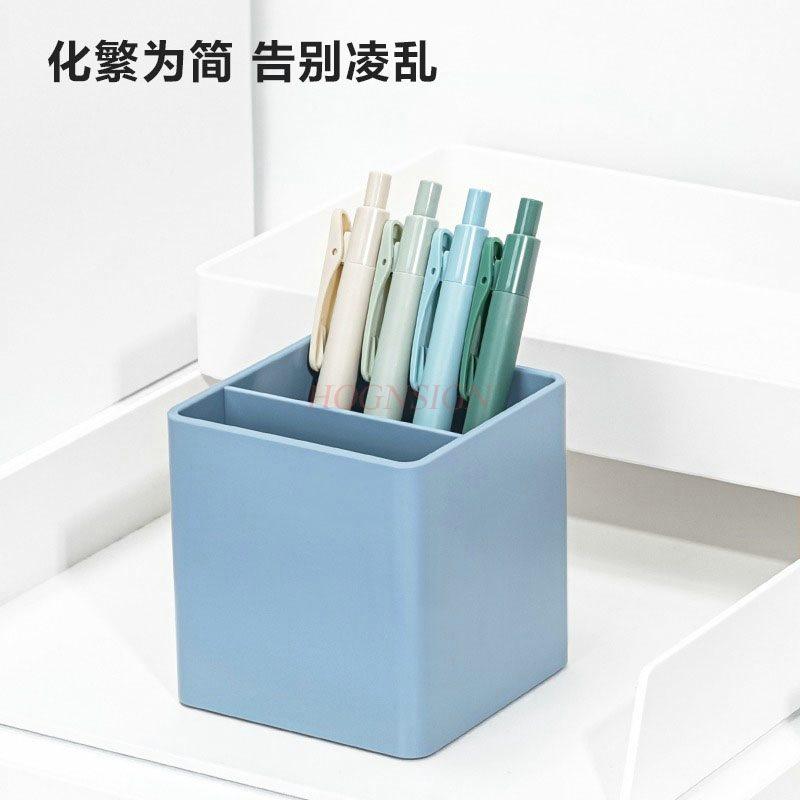1pcs Multi Functional Pen Holder Storage Box, Square Simple Desktop Stationery Pen Holder, Multifunctional Office Use