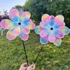 1 Piece Double Layer Color Film Color Changing Dazzling Windmill Rotating Wind Spinner Stake Standing Lawn Flower Pinwheel