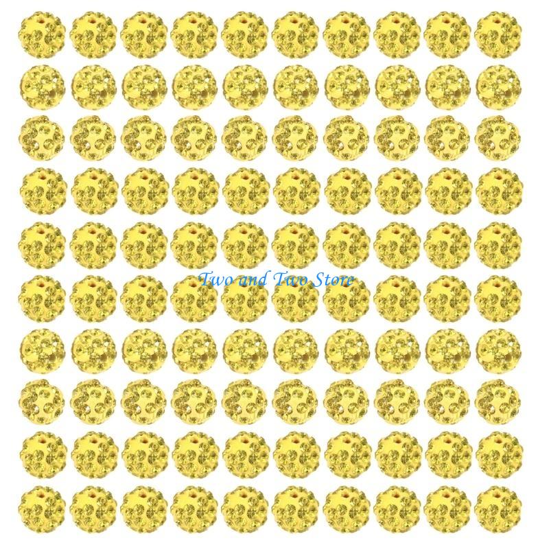 HX6F 100pcs 10mm Disco Ball Clay Beads Round Diamond Clay Bead Jewelry Craft Supplies