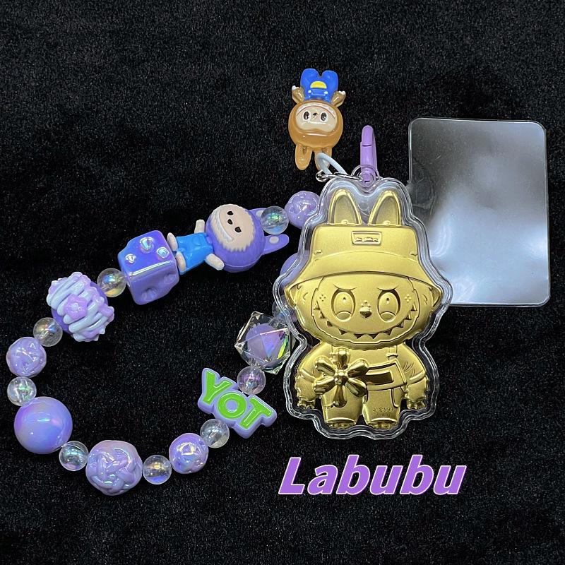 Golden 999 Pure Gold Mobile Phone Pendant Keychain Cartoon Plush Bag Charm